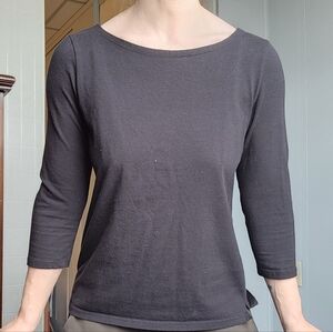 Classic Black Women's Boatneck Cotton Top